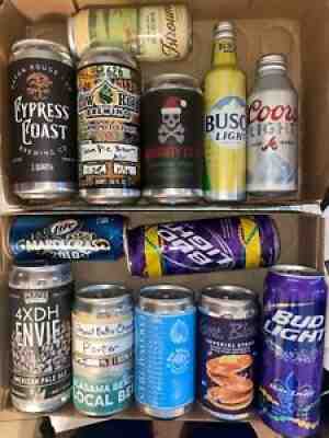 13 beer cans crowlers craft etc - empty bottom opened - free shipping