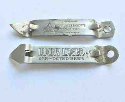 2 Vintage Beer Bottle Can Openers: LUCKY LAGER and BLATZ Milwaukee FREE SHIPPING