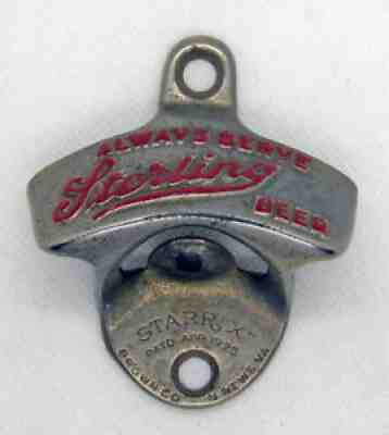 Vintage Sterling Beer Starr X Wall Mounted Stationary Bottle Opener