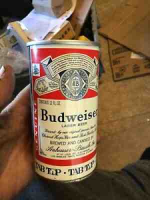 TAB TOP BUDWEISER BEER CAN . STRONG BEER 12 Oz . St Louis Mo.