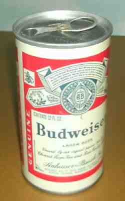 Vintage 1960 or 1970's Budweiser Beer Can with Pull-Off Tab (12oz Steel Bud Can)