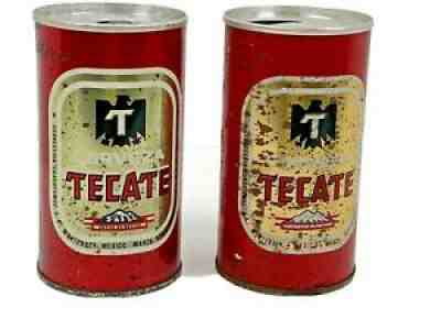 2 Empty Steel Pull Tab Beer Cans Cerveza Tecate Cuauhtemoc Mexico Wisdom import