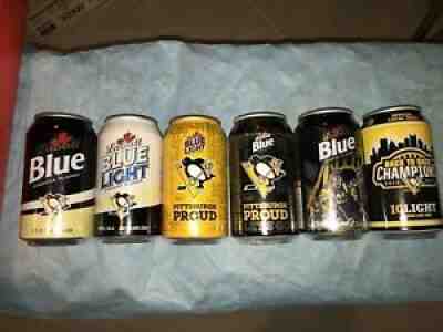 2017 STANLEY CUP CHAMPS PITTSBURGH PENGUINS IC LIGHT/ LABATT BLUE EMPTY BEER CAN