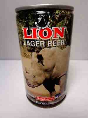 LION LAGER WILD LIFE SERIES PULL TAB BEER CAN #14 SOUTH AFRICA RHINOCEROS