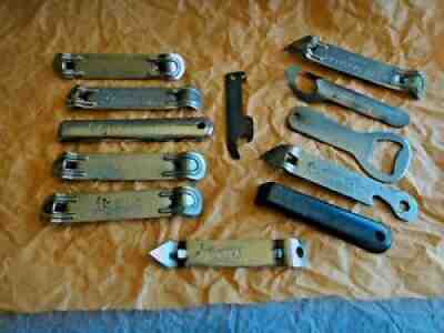 12 ANTIQUE Vintage METAL BEER ALE GLASS BOTTLE CAP CAN OPENERS RARE SCHMIDT'S +