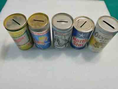 Vintage Beer Can Coin Bank Lot of 5 Olympia Miller Ortleibs North Star Carousel