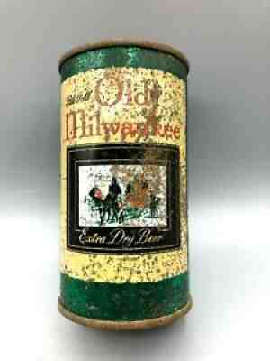 Empty 12oz OLD MILWAUKEE PaleGold IRTP Flat Top Beer Can Schlitz Milwaukee Green