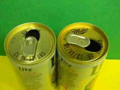 2 DIF RARE VINTAGE MILLER LITE BEER CAN MILWAUKEE WISCONSIN AZUSA CA FULTON NY 2