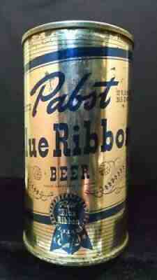 PABST BLUE RIBBON BEER - MID 1940'S 12OZ WITHDRAWN FREE KEGLINED FLAT TOP CAN