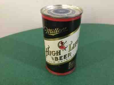 Miller High Life Beer empty flat top beer can: Miller, Milwaukee, WI vintage old