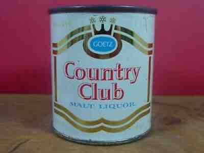 1950's GOETZ COUNTRY CLUB MALT LIQUOR -- 7 Ounce -- FLAT TOP BEER CAN ** 7 oz **