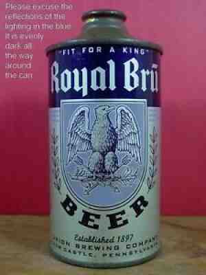 1930's ROYAL BRU BEER - New Castle, Pa - 12 oz LOW PROFILE CONE TOP CAN