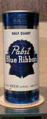 1959 16 OUNCE PABST BLUE RIBBON FLAT TOP BEER CAN PEORIA HEIGHTS ILLINOIS