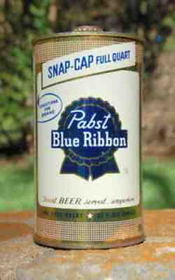 SHARP PABST BLUE RIBBON CONE TOP BEER CAN! B/O'ed W/ORIGINAL SNAP CAP!