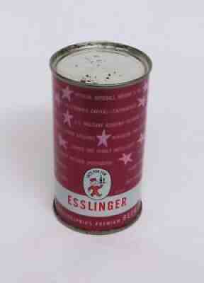Esslinger Magenta Fun Facts Empty Flat Top Steel Beer Can Rolled 1950s