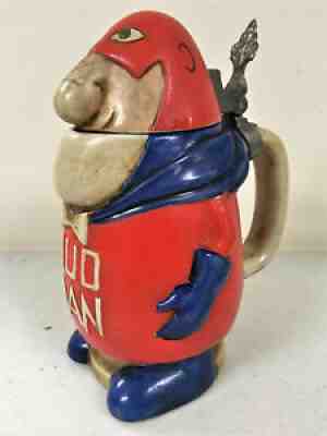 1975 BUD MAN Beer Stein Ceramarte - CS1 - Solid Head No Knot Bowtie â?? Vintage