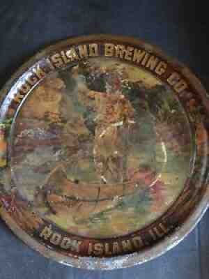 Blackhawk Beer Tray Blackhawk Brewing of Davenport, Iowa, Rock Island Brewing Co