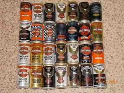 Lot of 28 Harley Davidson Pull Tab Beer Cans - Daytona Milwaukee Sturgis - EMPTY