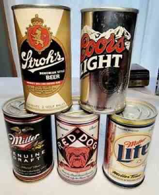5 Vintage Beer Can Golf Ball Promotional Strohs, Coors, Red Dog, Miller