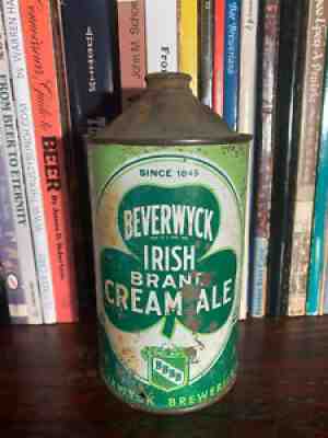 Beverwyck Irish Brand Cream Ale 32oz Quart Cone Top Beer Can IRTP NY EMPTY