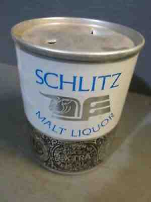 1963 SCHLITZ MALT LIQUOR_ PAPER LABEL_ ALUMINUM_ FLAT TOP BEER CAN