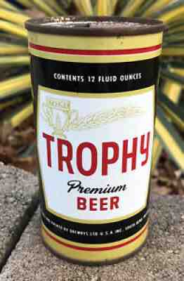 vintage Empty TROPHY Flat Top Beer Can Chicago Illinois CLEAN