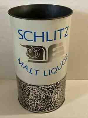 Vintage 14.5â? Tall Schlitz Malt Liquor Advertising Metal Waste Bin