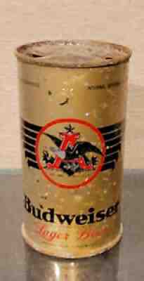 OLD 1938 BUDWEISER OI IRTP STEEL FLAT TOP BEER CAN ST LOUIS MO ANHEUSER BUSCH