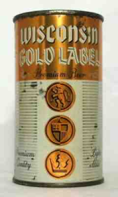 Scarce Wisconsin Gold Label Beer 12 oz. Flat Top Beer Can-Monroe, Wisconsin