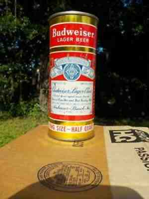 16 OZ BUDWEISER AT LOS ANGELES CALIFORNIA GOLD FLAT TOP OLD BEER CAN HALF QUART