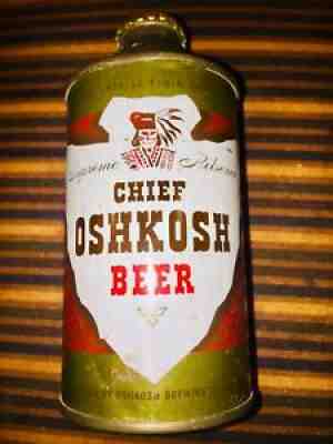 CHIEF OSHKOSH BEER CONE flat TOP BEER CAN OSHKOSH WISCONSIN antique old vintage