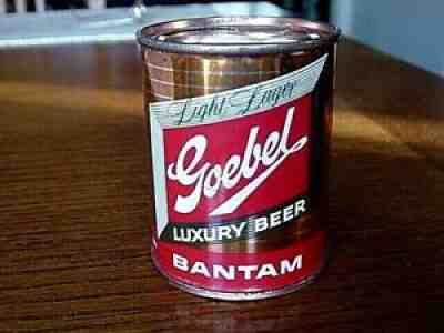 MINT 1940's GOEBEL Bantam LUXURY BEER Detroit MICHIGAN Mich. MI. Bar SALOON can