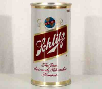 SCHLITZ 10 OUNCE SUPER CLEAN FLAT TOP BEER CAN MILWAUKEE WISCONSIN VINTAGE 10 OZ
