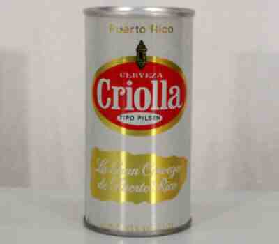 CERVEZA CRIOLLA SUPER CLEAN 10OZ PULL TAB BEER CAN ANTILLES CAROLINA PUERTO RICO