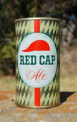 RARE NO CARLING STAMP RED CAP ALE CAN! RED CAP IN GREEN/NATTICK, MA/GLUE SEAM!