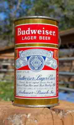 SUPER SHINY BUDWEISER FLAT TOP BEER CAN! 3.2% VANITY TOP! CLEAN LIDS!
