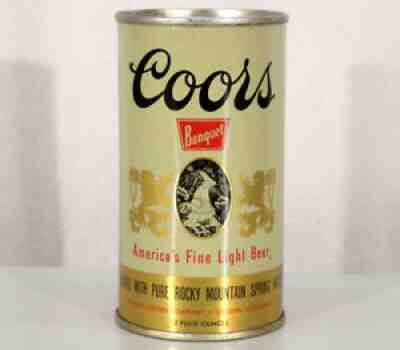 COORS â?¢ENAMEL GOLD ?  FLAT TOP BEER CAN GOLDEN COLORADO ADOLPH ROCKY MOUNTAINS OLD