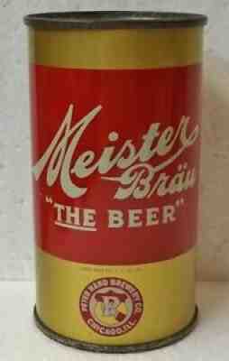 vintage MEISTER BRAU steel flat top IRTP tax mark BEER CAN, pre- 1950,NICE!