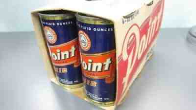 Vintage 6 pack Point Beer 12 oz. Steel Flat Top Cans with Carton Wisconsin made