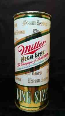 MILLER HIGH LIFE BEER KING SIZE - MID 1950'S 16OZ HALF QUART FLAT TOP CAN - MILW