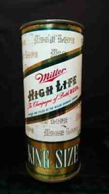 MILLER HIGH LIFE BEER KING SIZE - MID 1950'S 16OZ HALF QUART FLAT TOP CAN - MILW