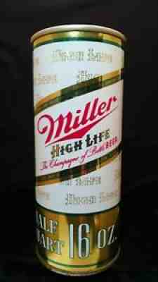 MILLER HIGH LIFE BEER HALF QUART 16OZ MID 1960'S U-TAB CAN - MILWAUKEE - AWESOME