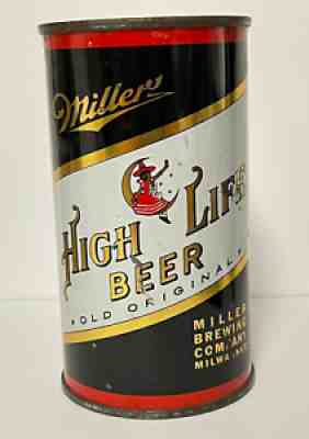 (BLACK) MILLER HIGH LIFE BEER OLD ORIGINAL FLAT TOP CAN USBC# 99-36 MILWAUKEE