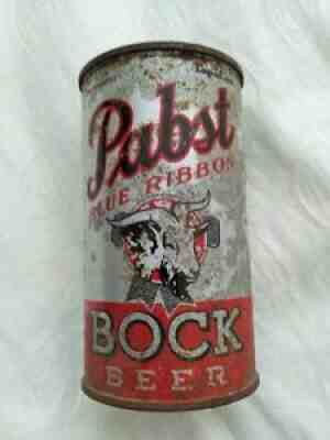12oz Pabst Blue Ribbon Bock Beer OI IRTP Flat Top Beer Can Peoria Hts Illinois