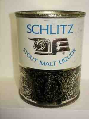 SCHLITZ STOUT MALT LIQUOR (1963 MILWAUKEE EMBOSSED) 8oz FLAT TOP BEER CAN B385