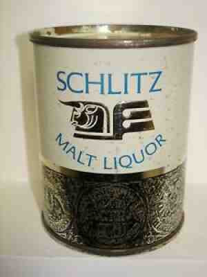 SCHLITZ MALT LIQUOR (MILWAUKEE EMBOSSED EXTRA LOGO) 8oz FLAT TOP BEER CAN B383