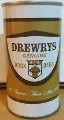 Drewrys Genuine Bock Beer 12 oz. Bottom Opened Straight Steel Super Clean Can.