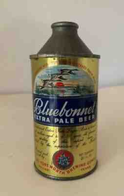 RARE Bluebonnet Beer Cone Top Can Dallas Texas Super Metallic Minty Condition