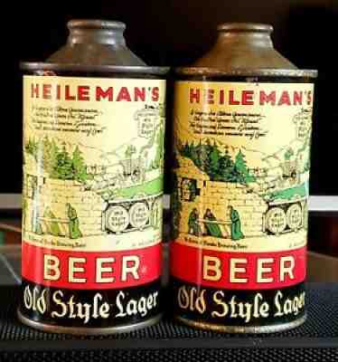 2 DIFF. 1935 PRE TAX NOT OVER 4% HEILEMAN'S OLD STYLE LAGER BEER CANS CLEAN
