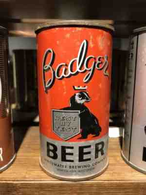 Badger Beer IRTP OI Steel Flat Top Beer Can Whitewater Wisconsin